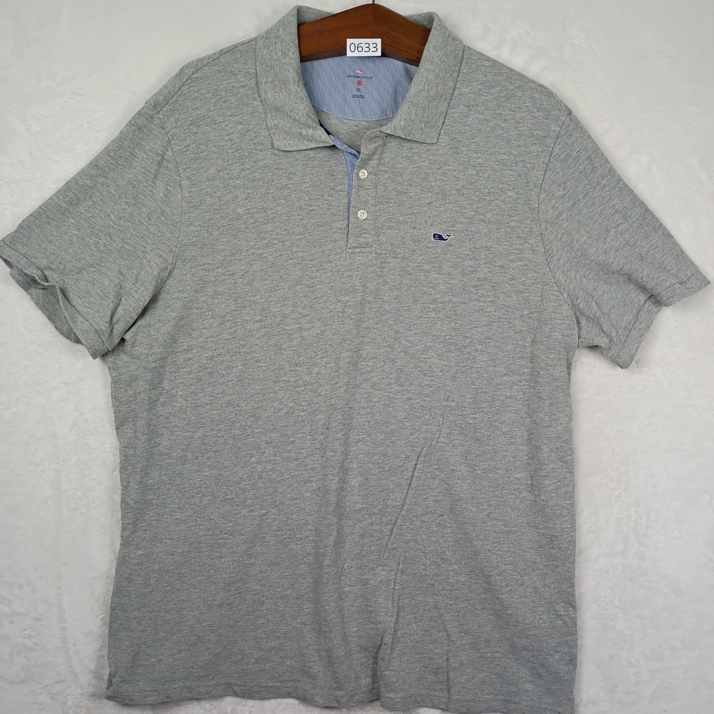 Vineyard Vines Polo Shirt Mens XL Grey Short Sleeve Cotton Preppy Nautical Basic